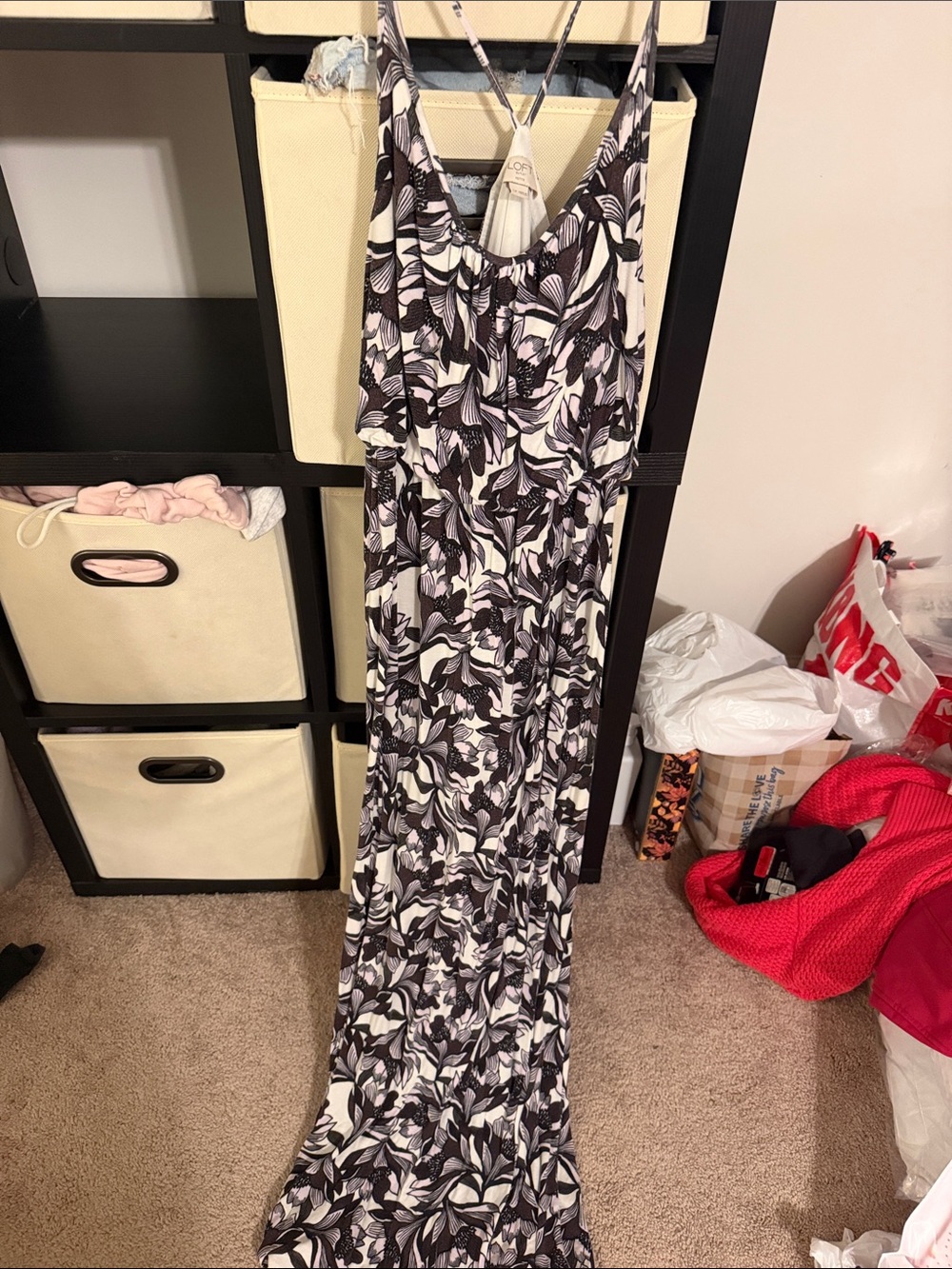 Loft Floral Print Sleeveless Maxi dress - purple and white
